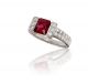 Square Radiant Cut Ruby and Diamond Ring in18k White Gold (2.20ct center)
