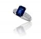 Emerald Cut Sapphire Pave Diamond Ring in Platinum (3.32ct center)