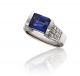 Emerald Cut Sapphire and Diamond Ring in 18k White Gold (3.70ct. Center)