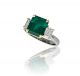 Emerald Cut Emerald and Diamond Three Stone Ring in Platinum and 18k White Gold (2.91ct. Center)