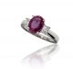 Oval Pink Sapphire and Diamond Three Stone Ring in 18k White Gold (2.02ct. Center)