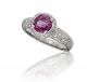 Pink Sapphire Pave Diamond Halo RIng in 18k White Gold (1.54ct. Center)