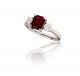 Radiant Cut Ruby and Diamond Three Stone Ring in 18k White Gold (2.52ct. tw.)