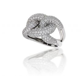 Pave Set Ladies Diamond Knot Ring in 18k White Gold (5.00ct. tw.)