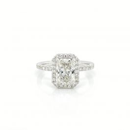 Radiant cut with discount halo engagement rings