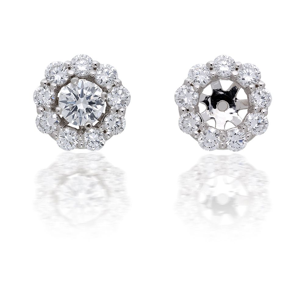 Round Cut Diamond Cluster Jackets for Stud Earrings in 14kt. White Gold  (1.00ct. tw.)