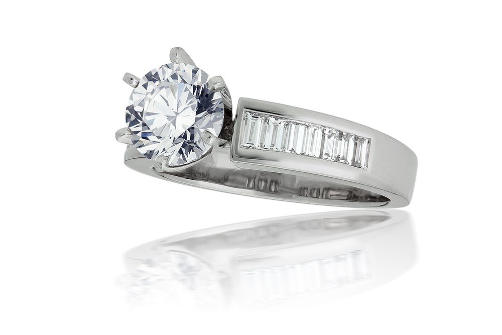 Platinum Bow-Tie Channel Set Diamond Engagement Ring