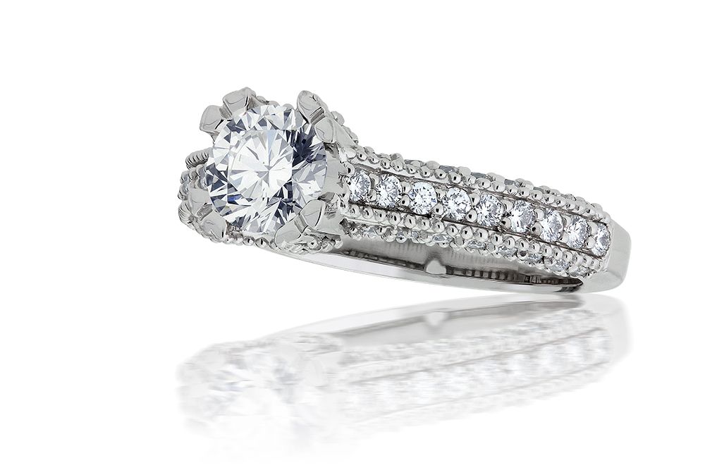 Pear Cathedral Pavé Diamond Engagement Ring