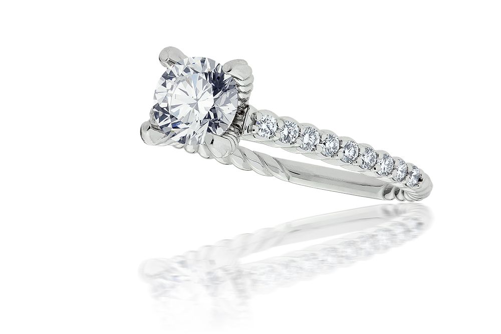 Round Cut Twist Rope Design diamond Bridal Ring Sets In 14K Yellow Gold |  Fascinating Diamonds