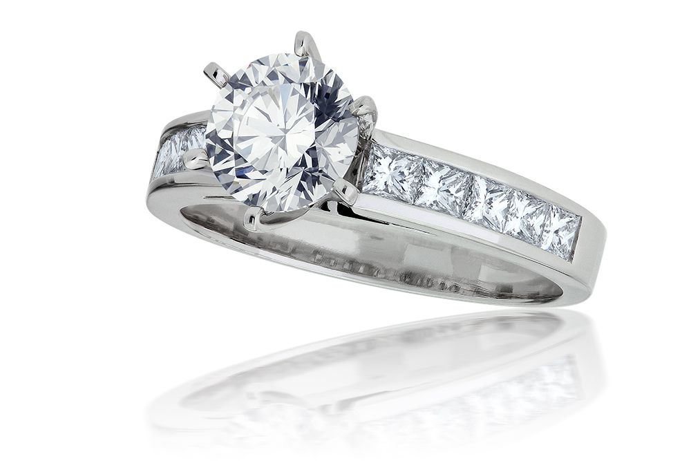 Princess Cut Channel Set Diamond Engagement Ring Setting in Platinum  (0.70ct. tw.)