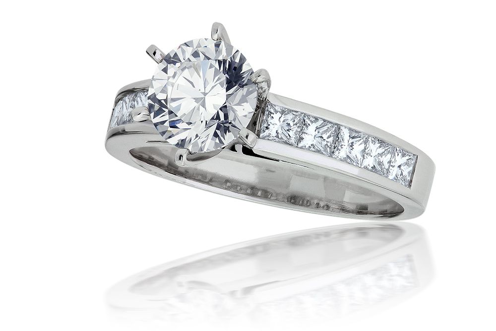 Platinum Bow-Tie Channel Set Diamond Engagement Ring