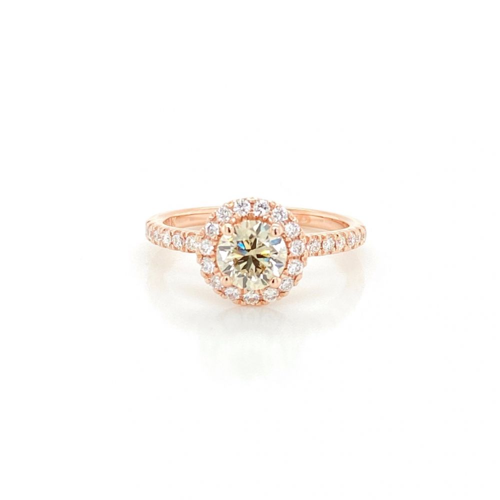 14kt Rose Gold Round Cut Star Halo Diamond Engagement Ring