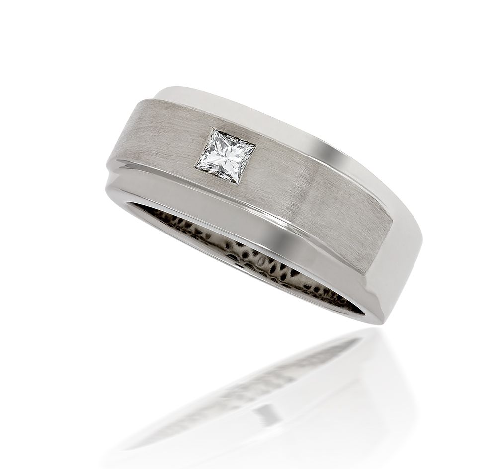 14kt White Gold Princess Diamond Wedding Band