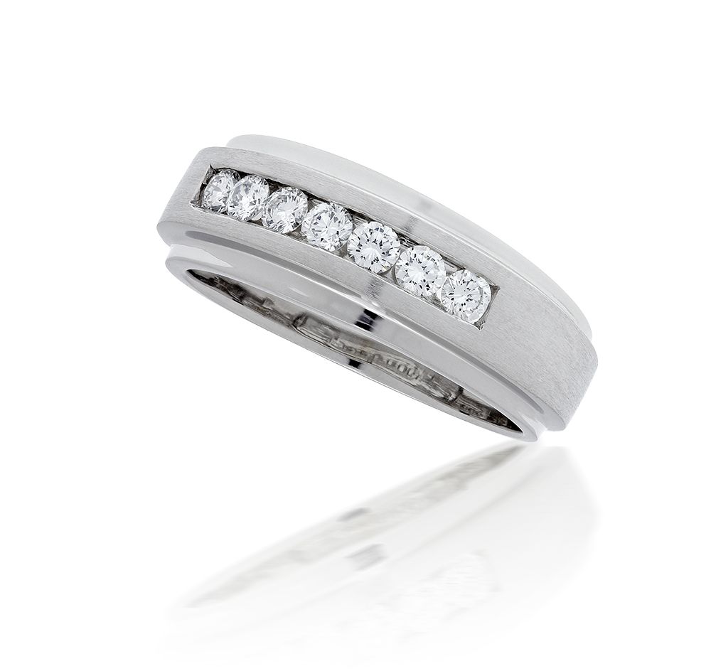 14kt White Gold Channel Set Diamond Wedding Band, B-3890