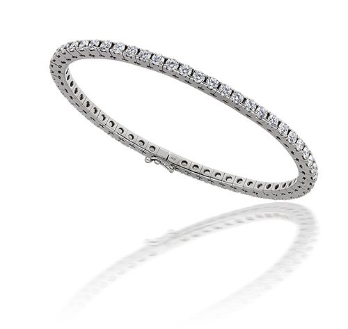 Prong Set Diamond Eternity Cuff Bracelet in 18k White Gold 5.70ct. tw
