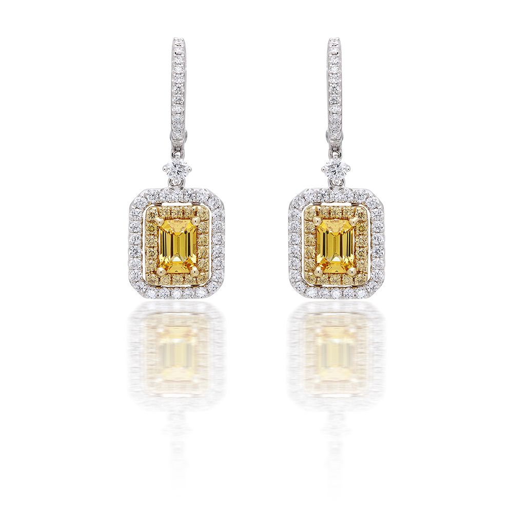 Diamond & Sapphire Teardrop Earrings in White Gold