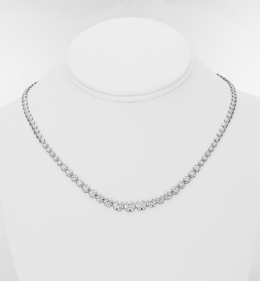 14K White Gold Halo-Station Tennis Necklace/Bracelet Transitional Set with  10.46cttw Round Natural Diamonds – Lasker Jewelers