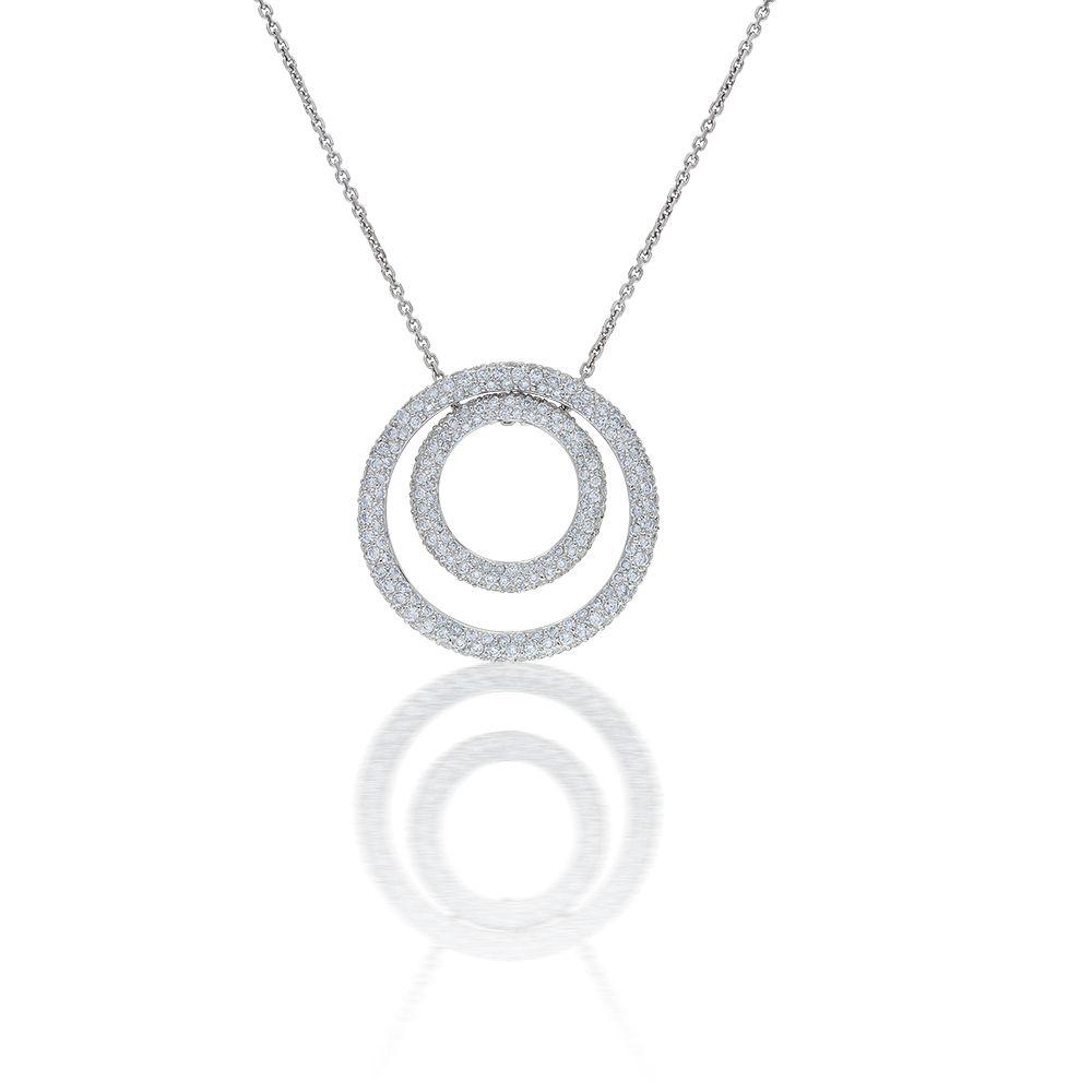 Husar's House of Fine Diamonds. 14kt Yellow and White Gold Double Circle  Diamond Pendant