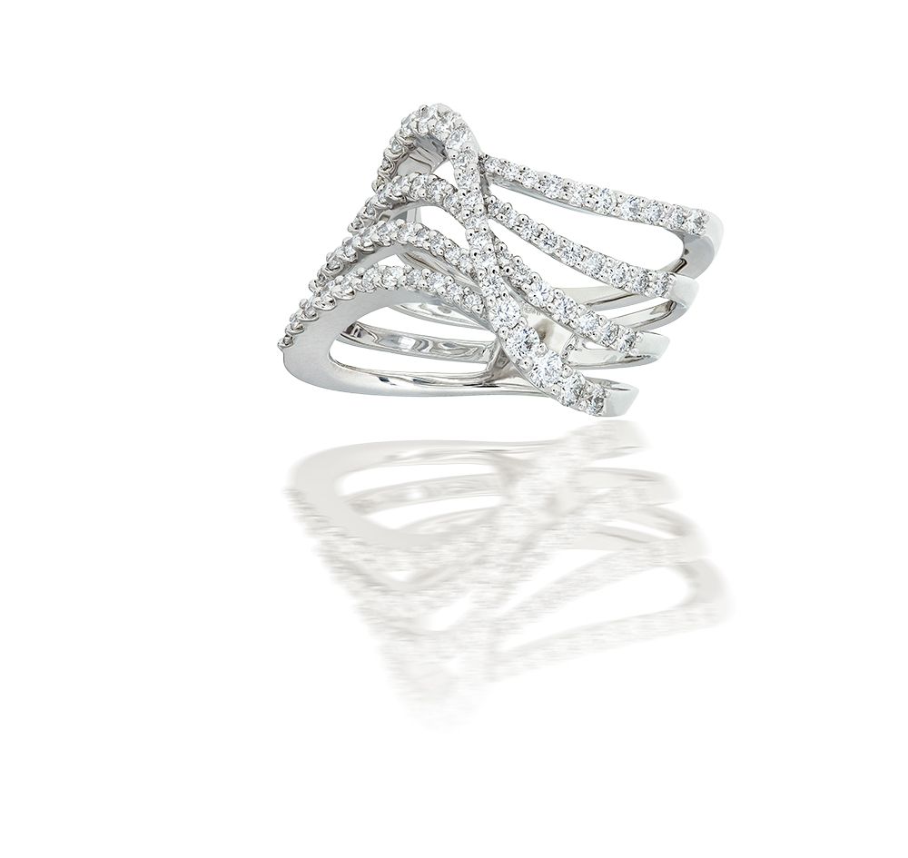 Diamond Multi-Row Crossover Ring in 18KT White Gold (1.60ct tw.)