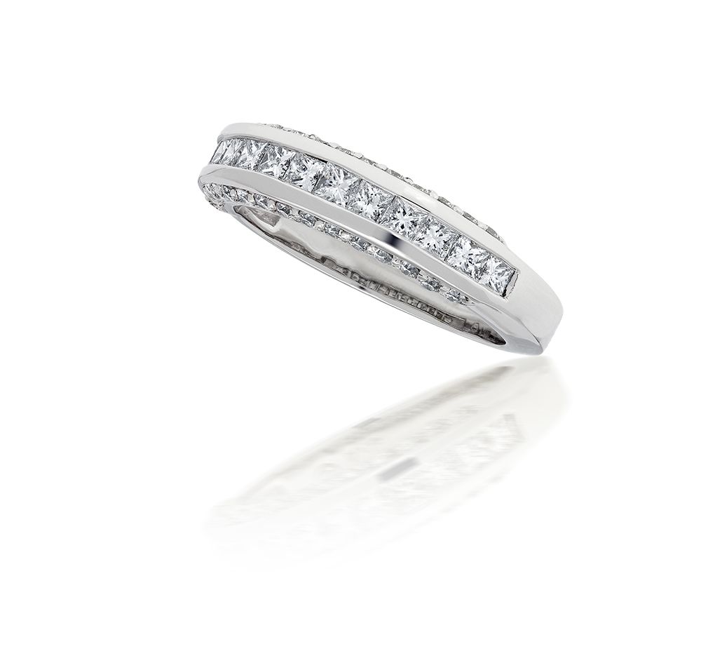 Round Brilliant Cut Diamond Channel Pave Set Eternity Ring In