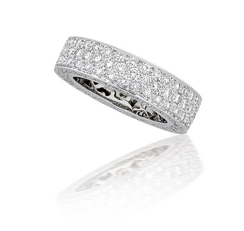 White Gold Pave Set Diamond Eternity Ring (3/4 Ctw)