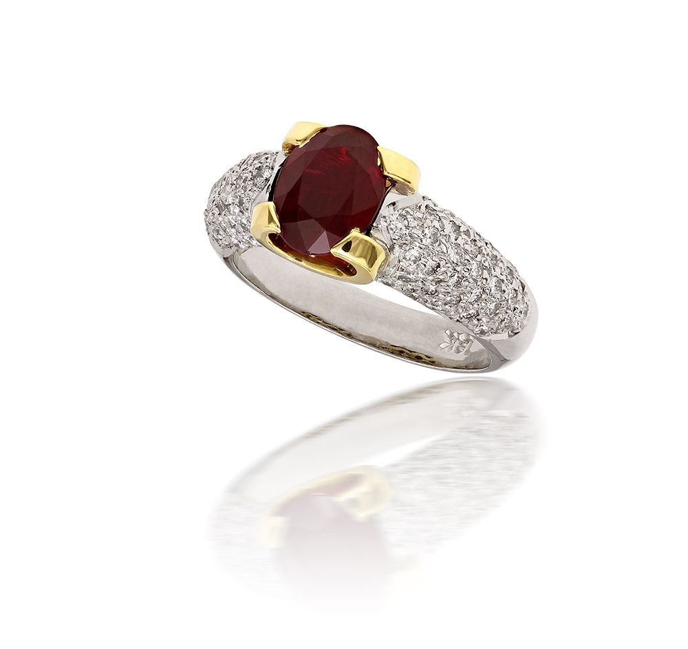 3 Stone Platinum & Ruby Ring